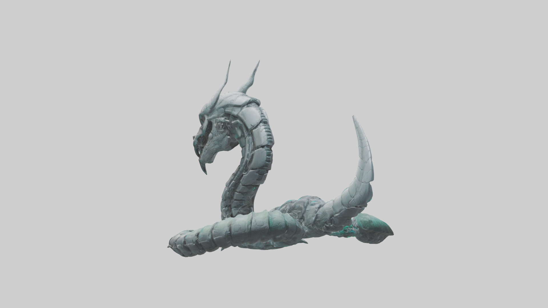 Cybernetic Serpent statue model Low-poly 3D model_1