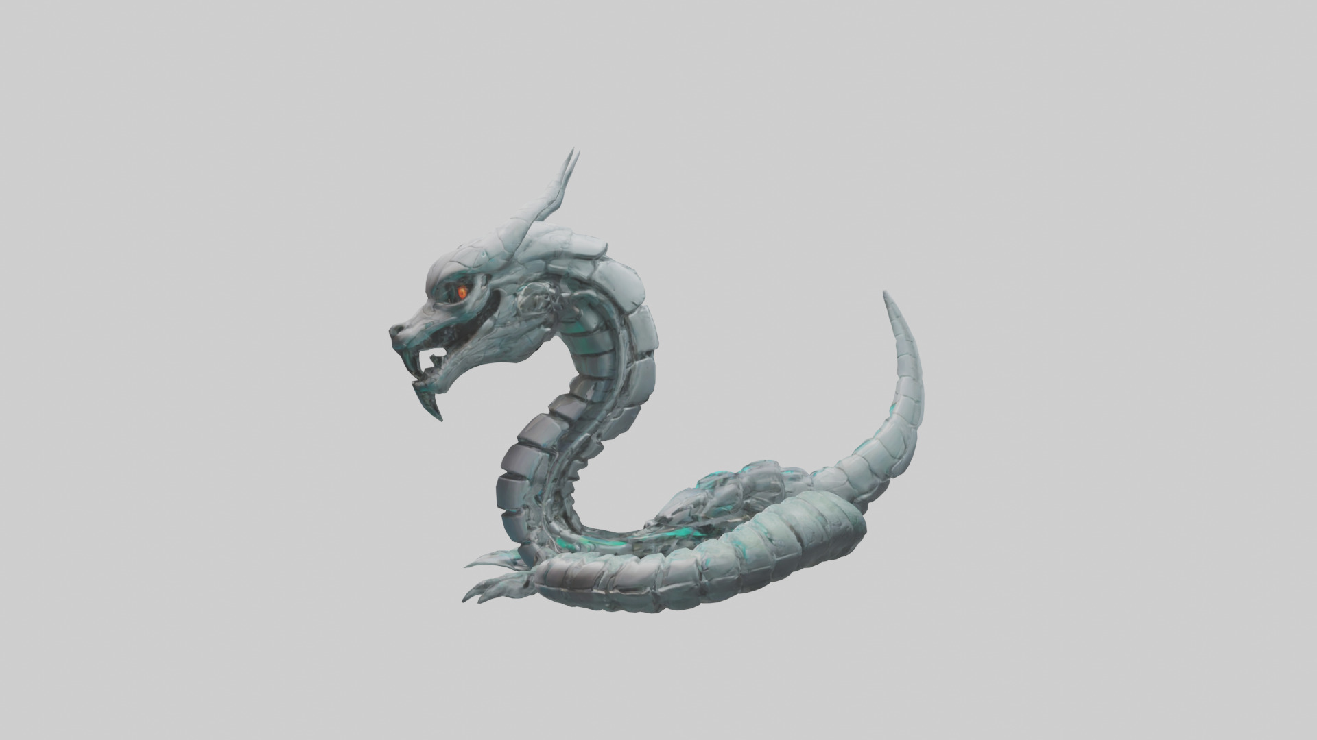 Cybernetic Serpent statue model Low-poly 3D model_12