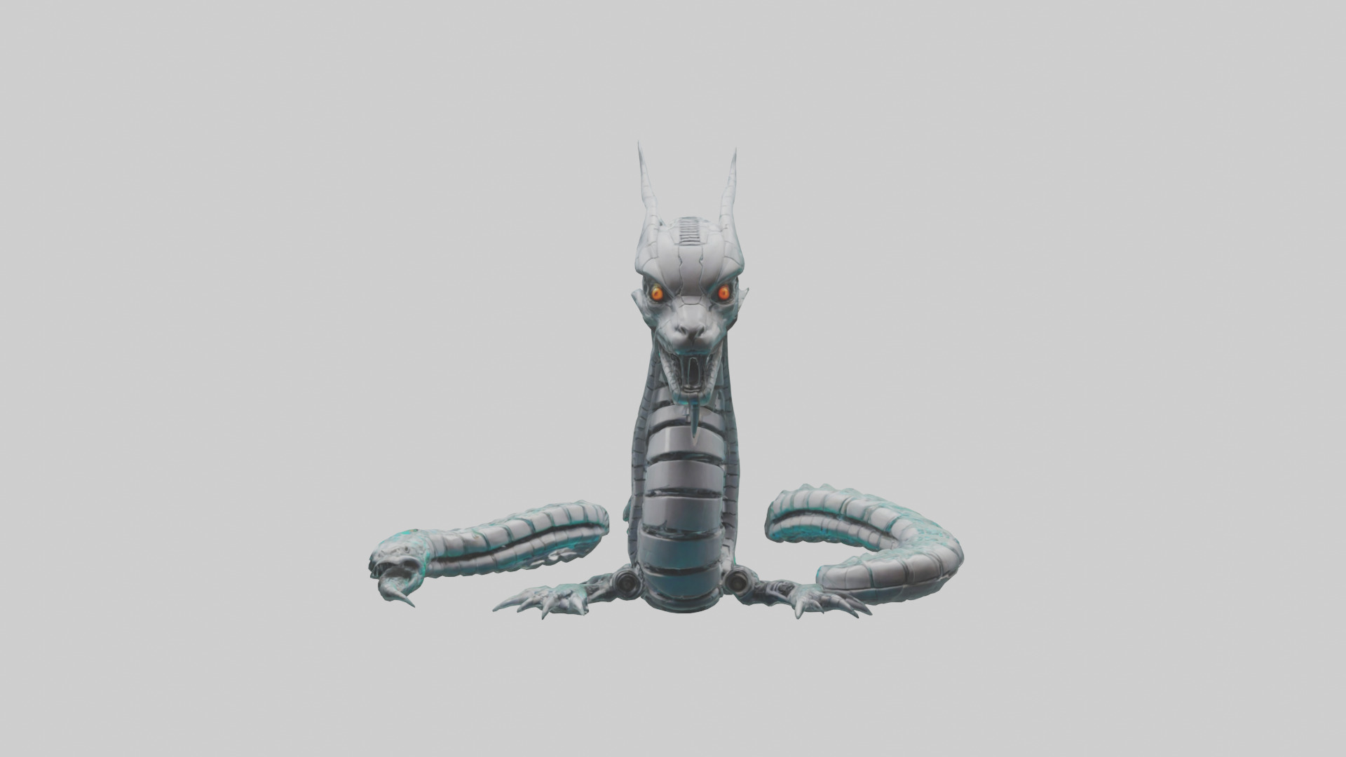 Cybernetic Serpent statue model Low-poly 3D model_9