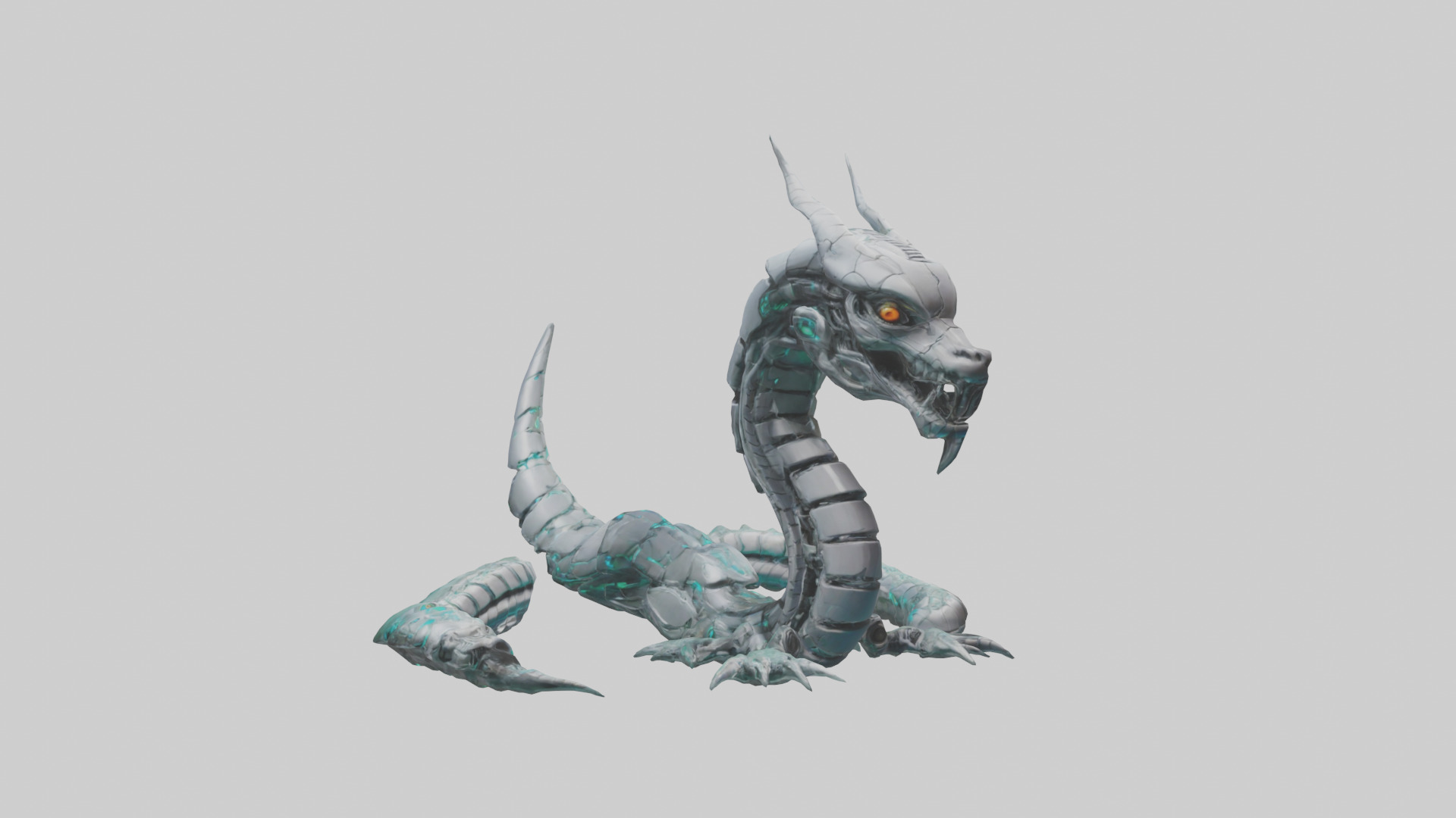Cybernetic Serpent statue model Low-poly 3D model_11