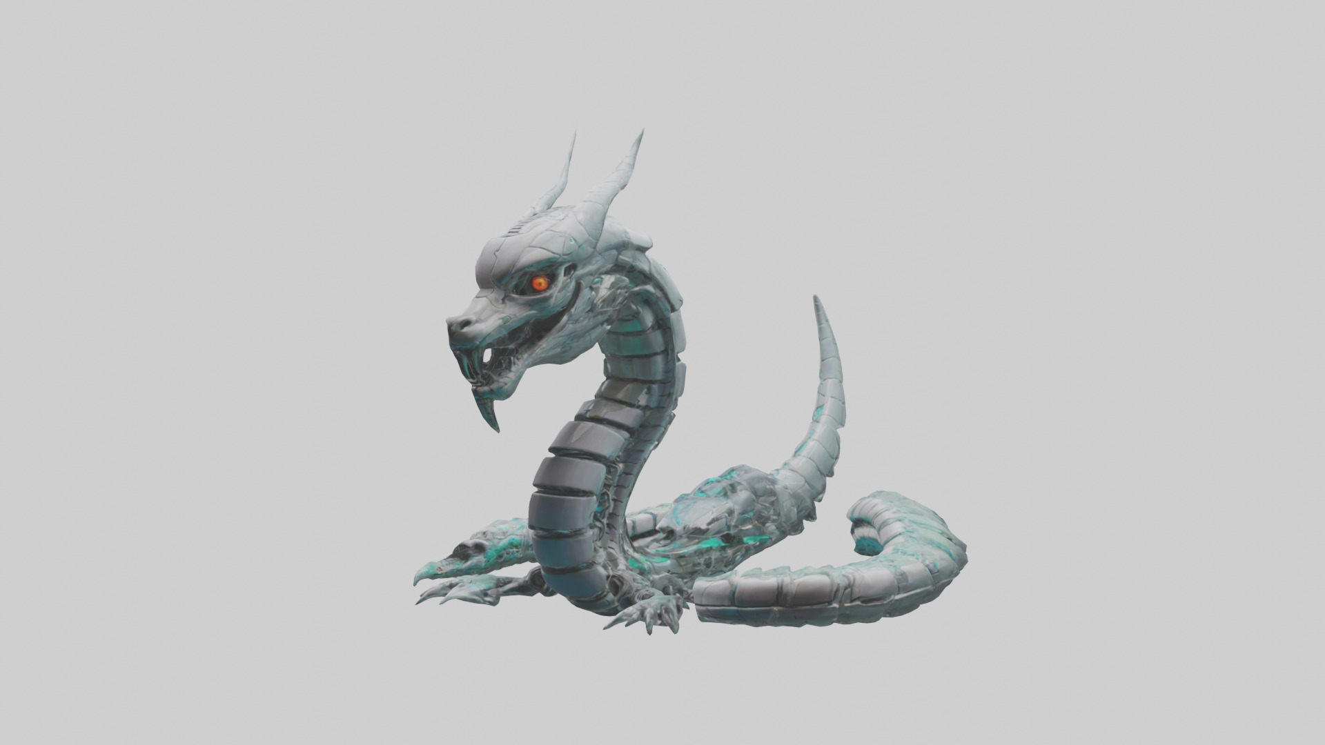 Cybernetic Serpent statue model Low-poly 3D model_8