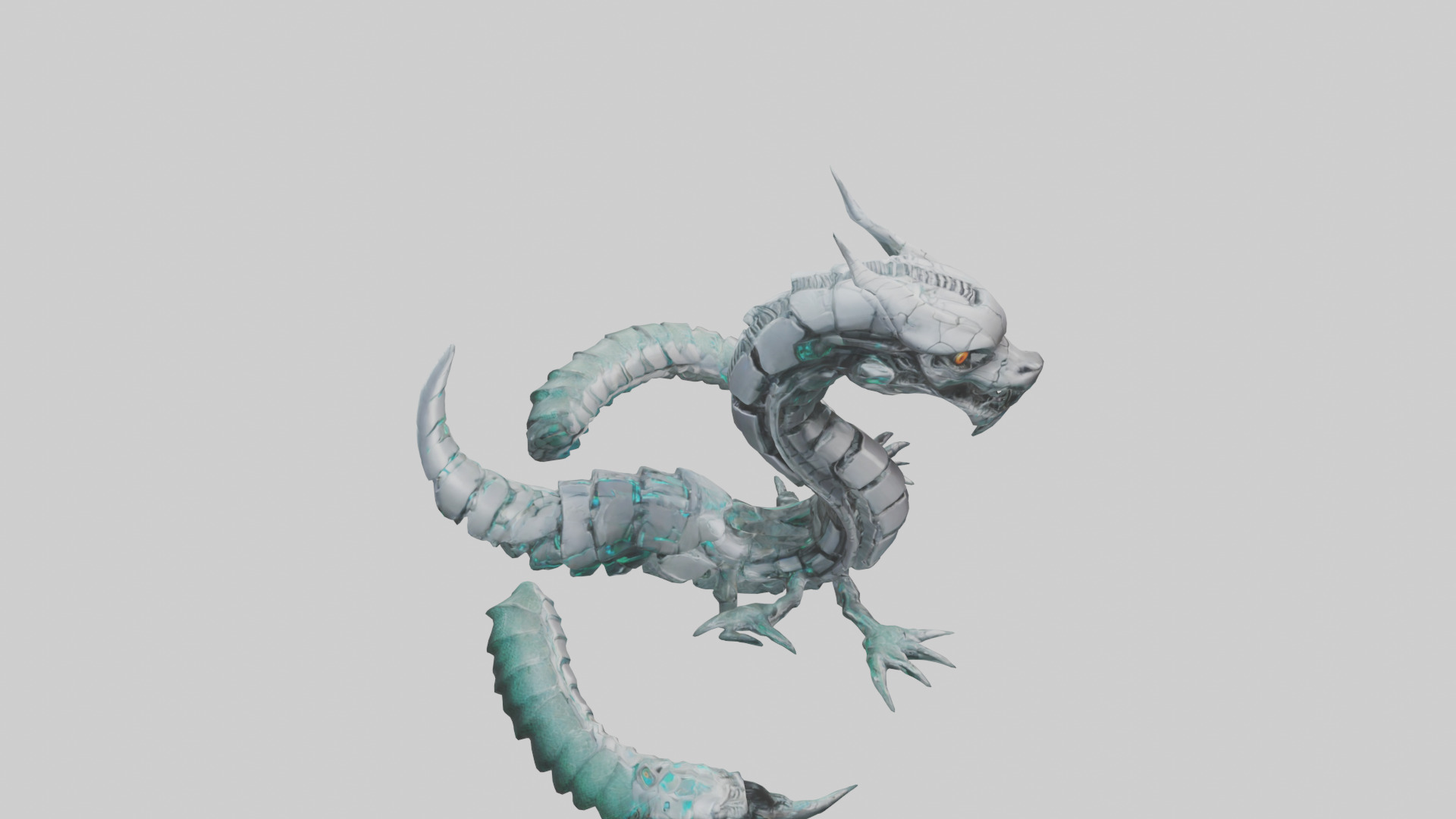 Cybernetic Serpent statue model Low-poly 3D model_18