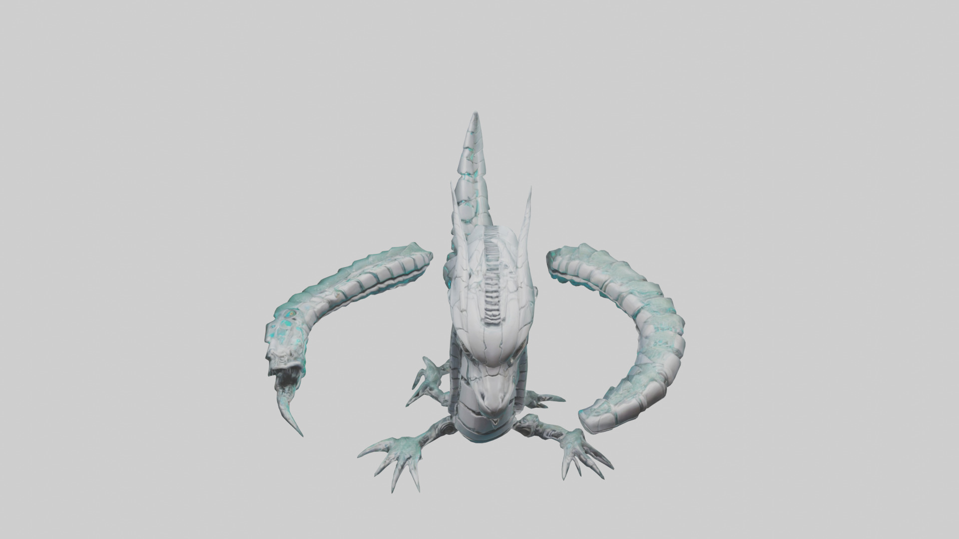 Cybernetic Serpent statue model Low-poly 3D model_16
