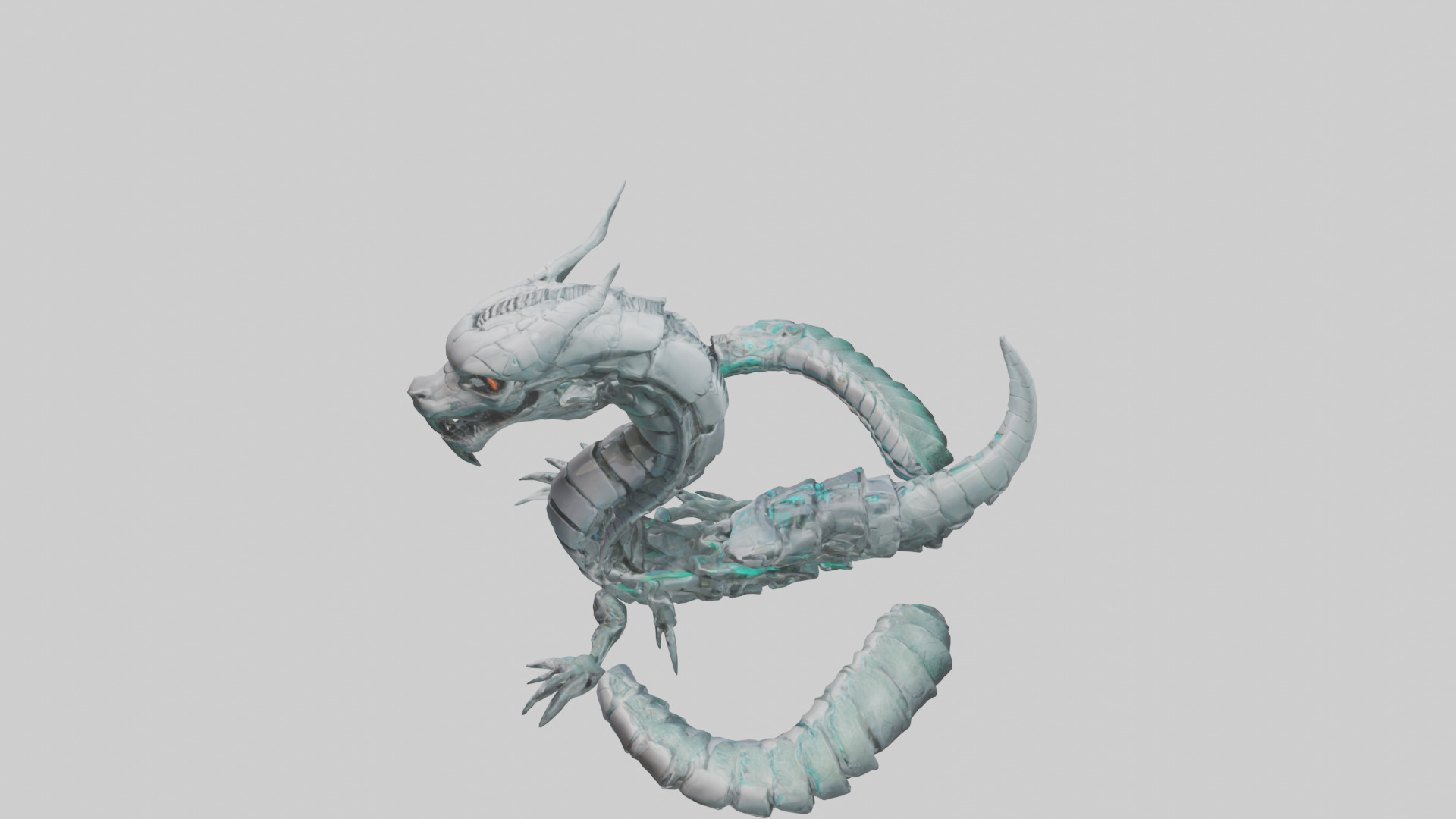 Cybernetic Serpent statue model Low-poly 3D model_17