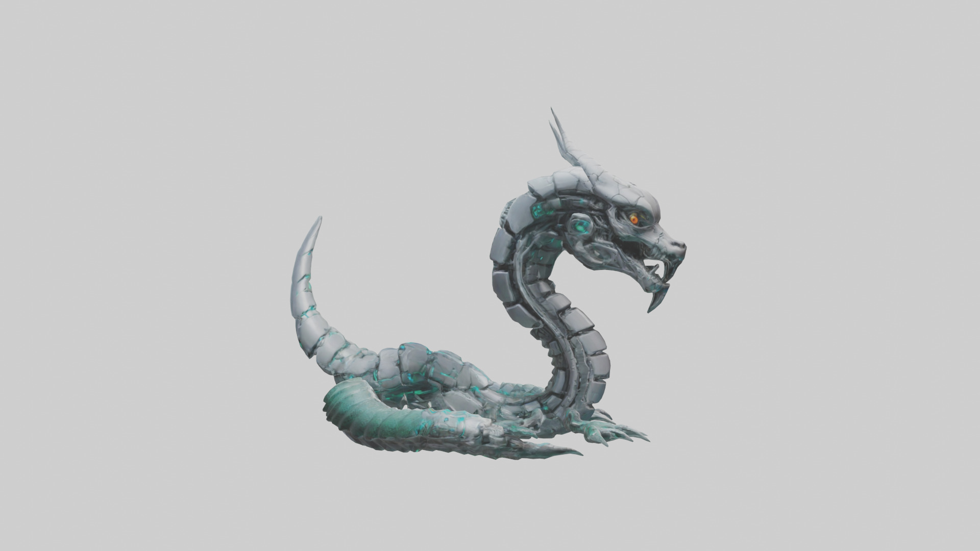 Cybernetic Serpent statue model Low-poly 3D model_13