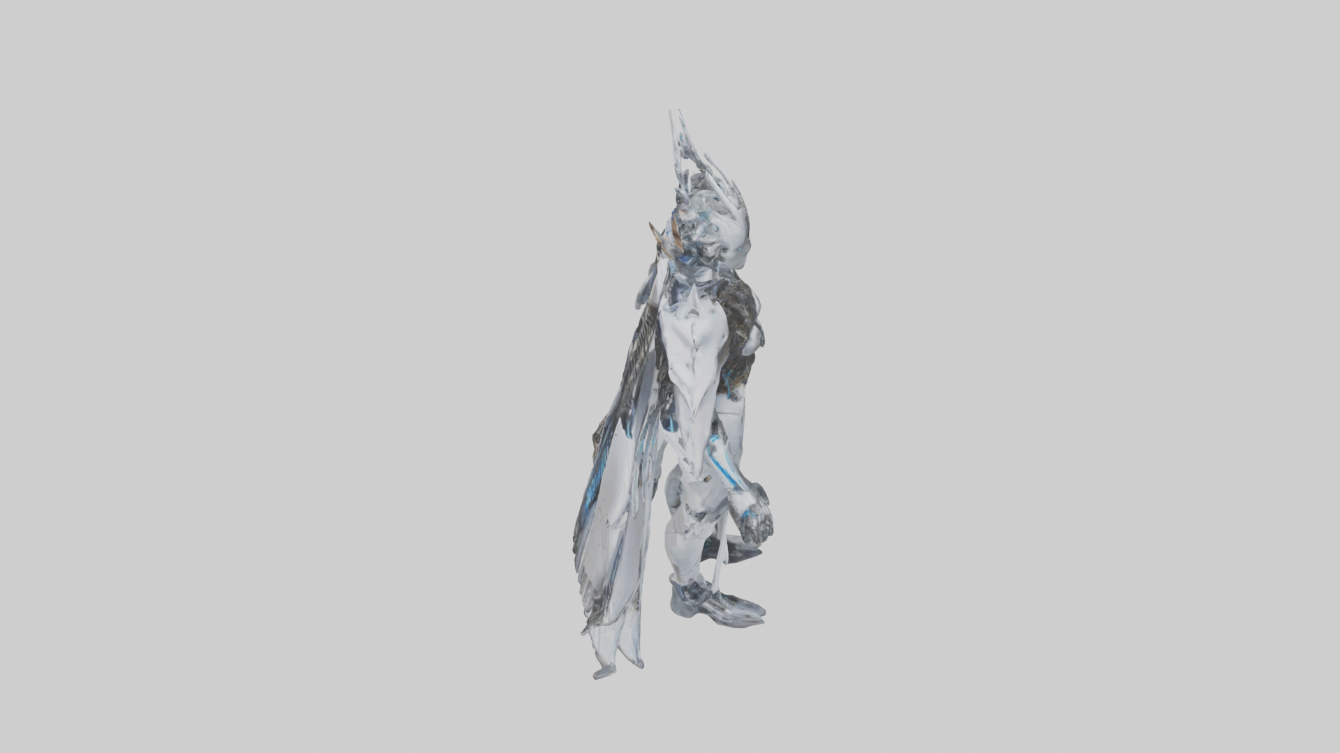 Cybernetic Queen statue model Low-poly 3D model_17