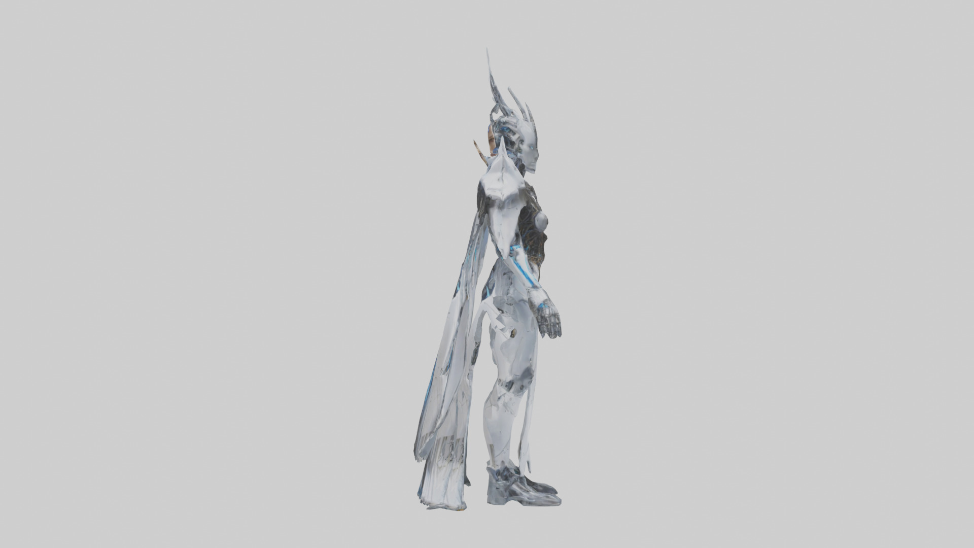 Cybernetic Queen statue model Low-poly 3D model_12