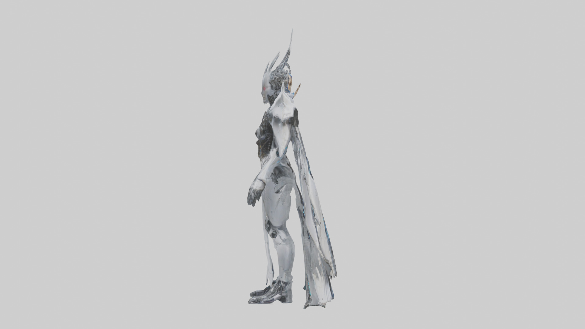 Cybernetic Queen statue model Low-poly 3D model_13
