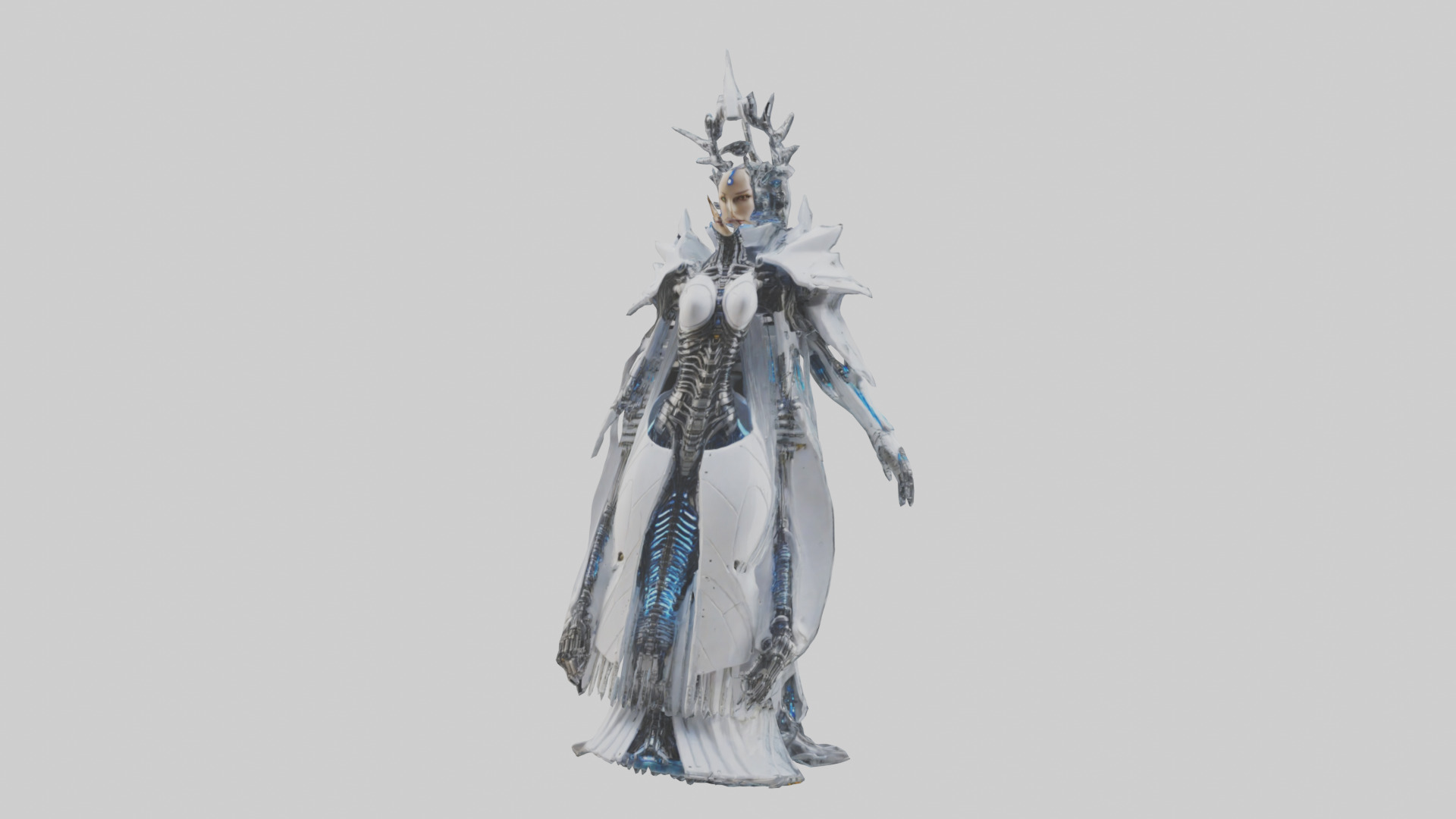 Cybernetic Queen statue model Low-poly 3D model_8