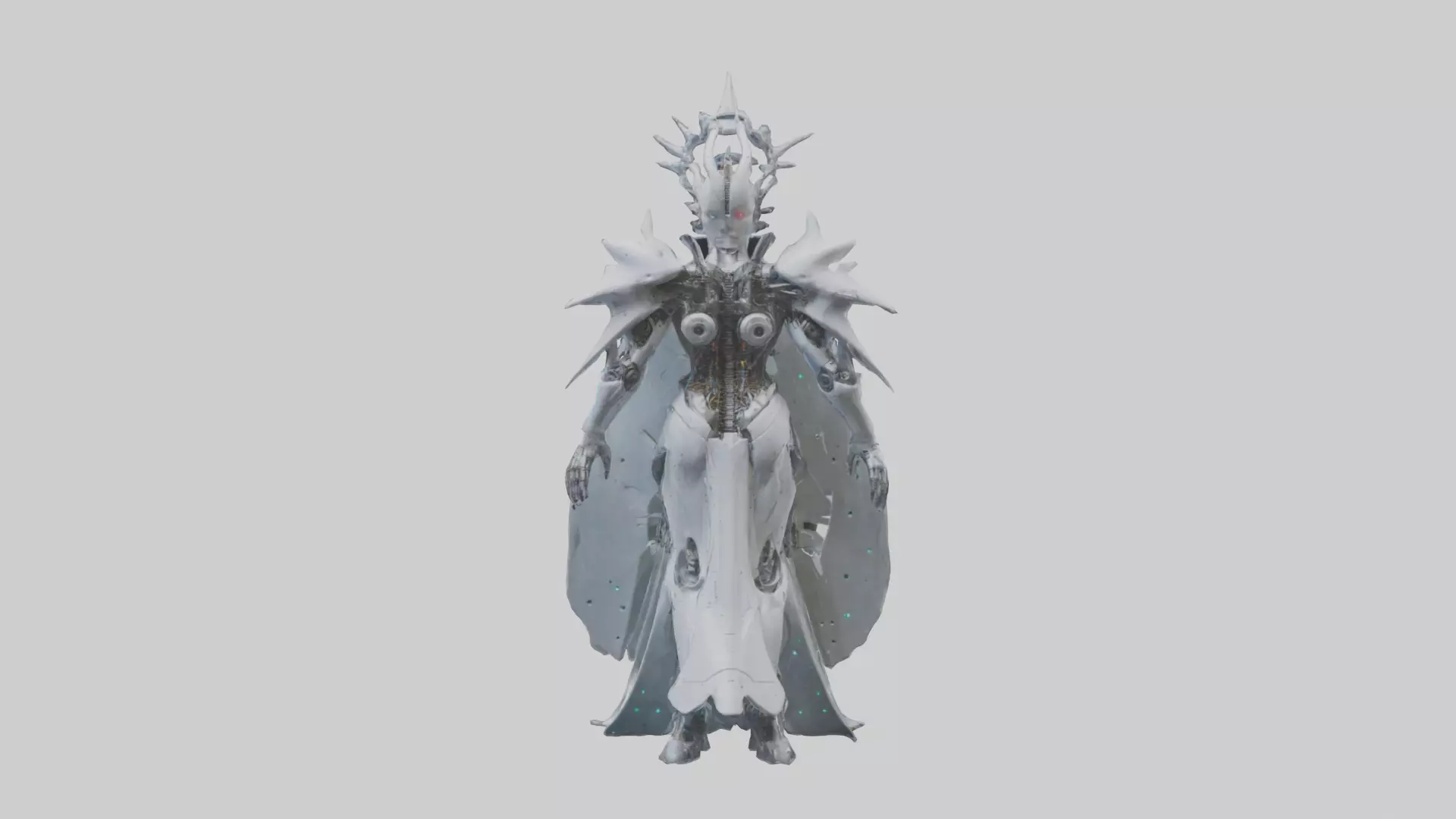Cybernetic Queen statue model Low-poly 3D model_0