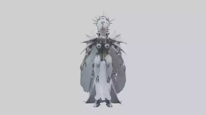 Cybernetic Queen statue model Low-poly 3D model