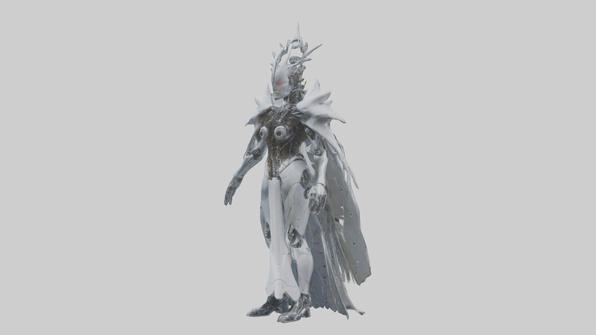 Cybernetic Queen statue model Low-poly 3D model_2