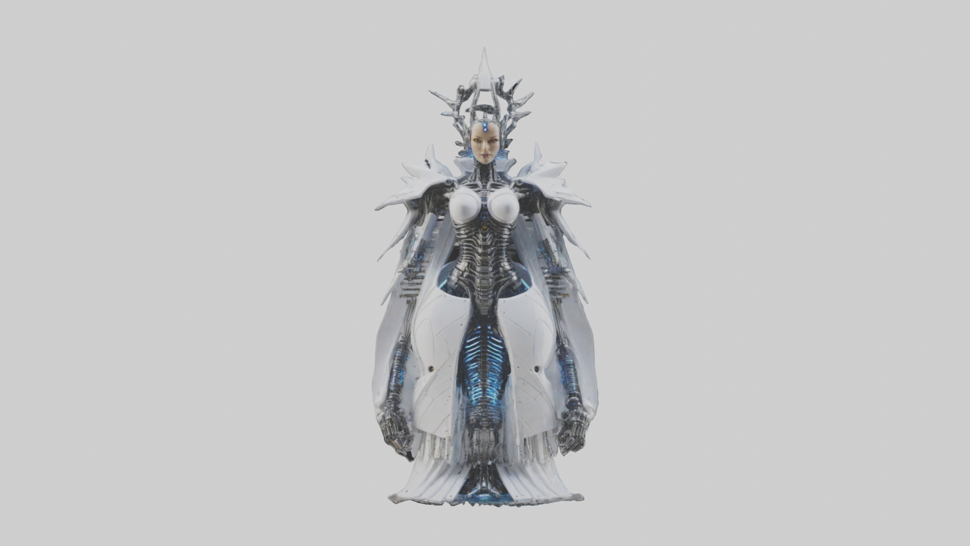 Cybernetic Queen statue model Low-poly 3D model_9