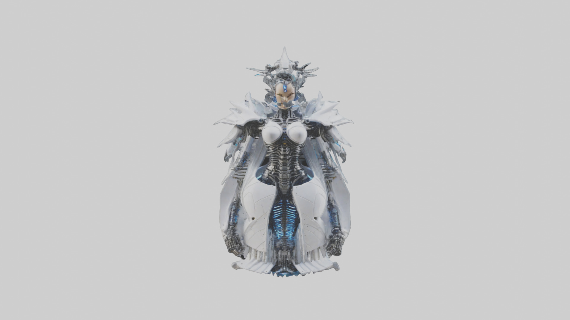 Cybernetic Queen statue model Low-poly 3D model_16