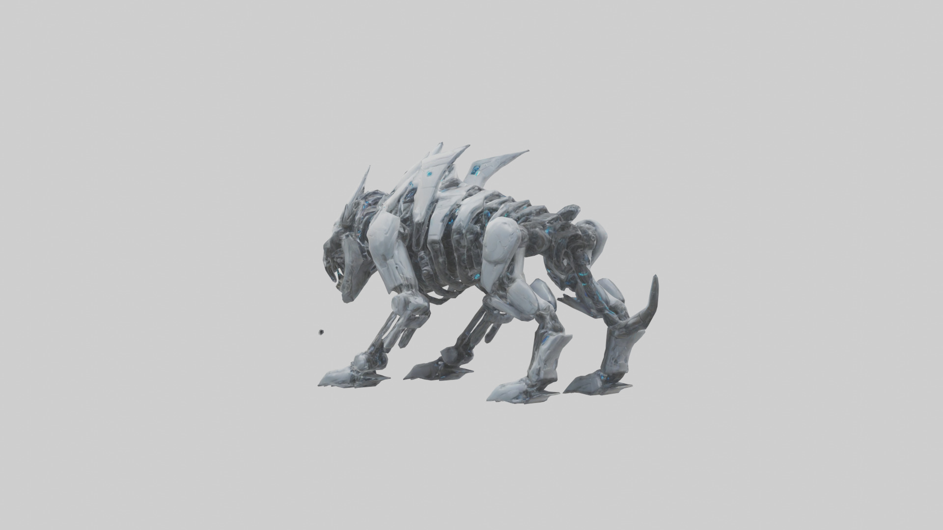 Cybernetic Beast statue model Low-poly 3D model_1