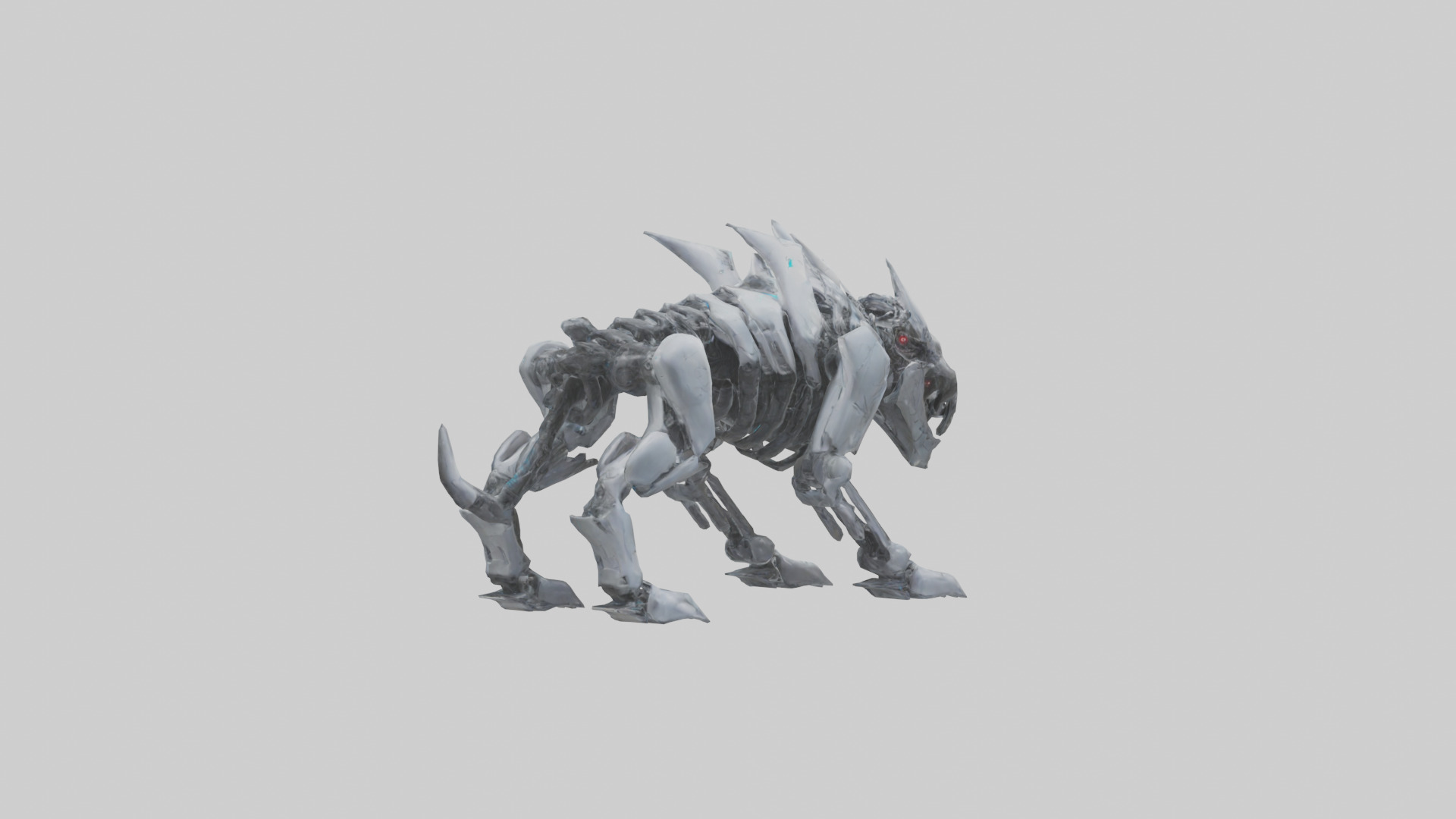 Cybernetic Beast statue model Low-poly 3D model_2