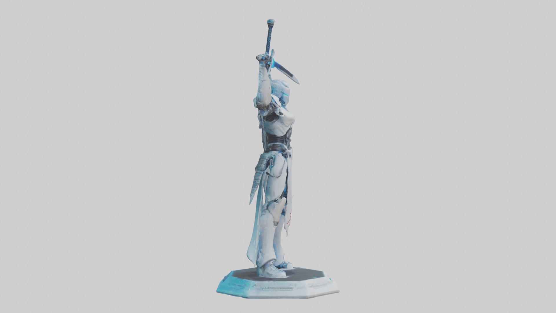 Cyber Swordsman statue model Low-poly 3D model_13