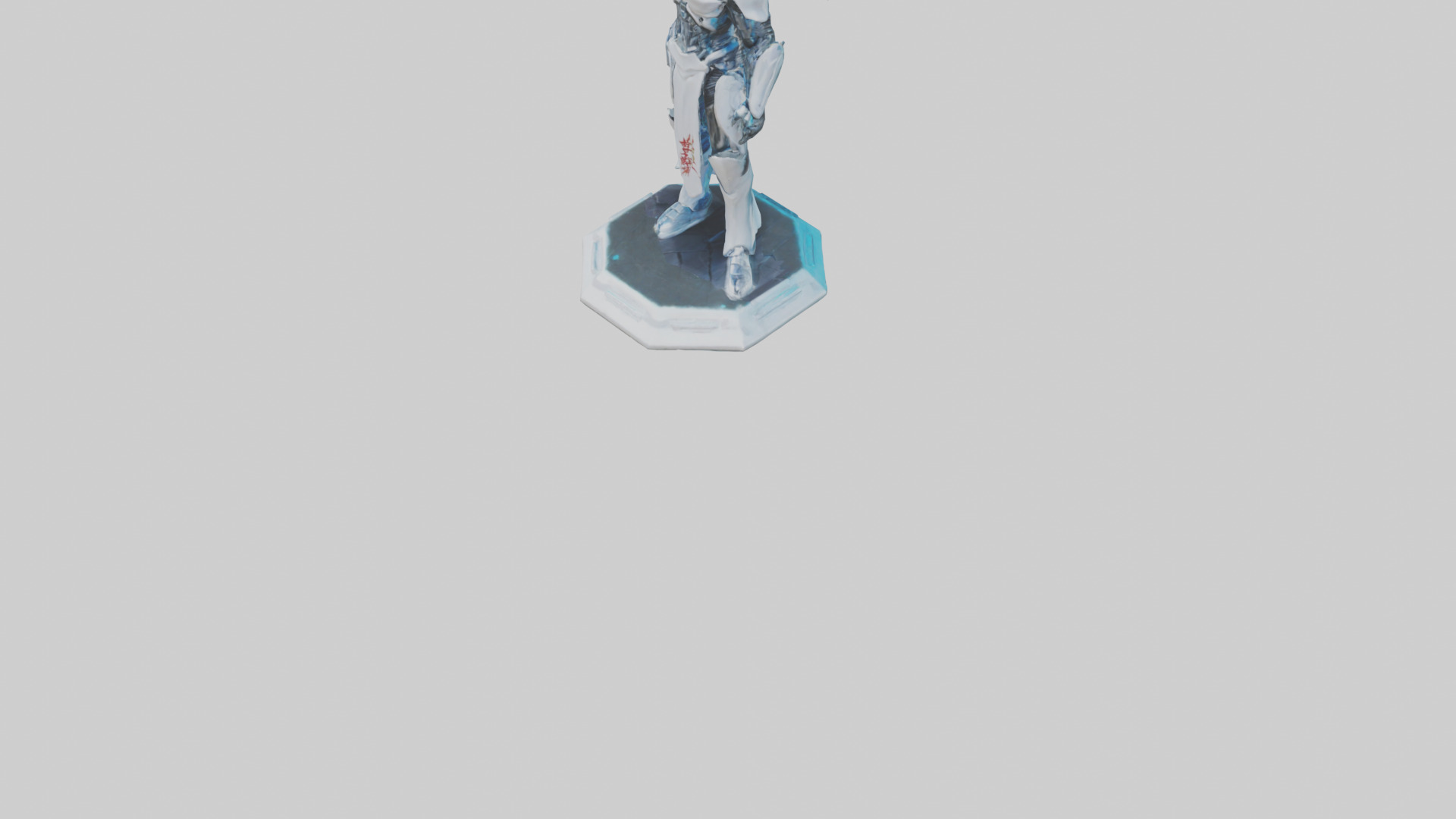 Cyber Swordsman statue model Low-poly 3D model_5