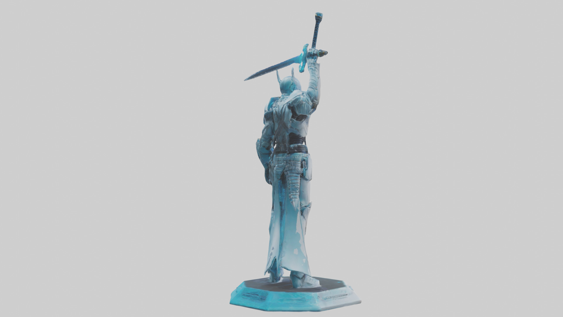 Cyber Swordsman statue model Low-poly 3D model_2