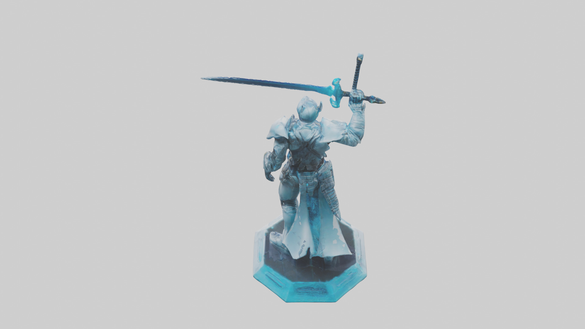 Cyber Swordsman statue model Low-poly 3D model_15