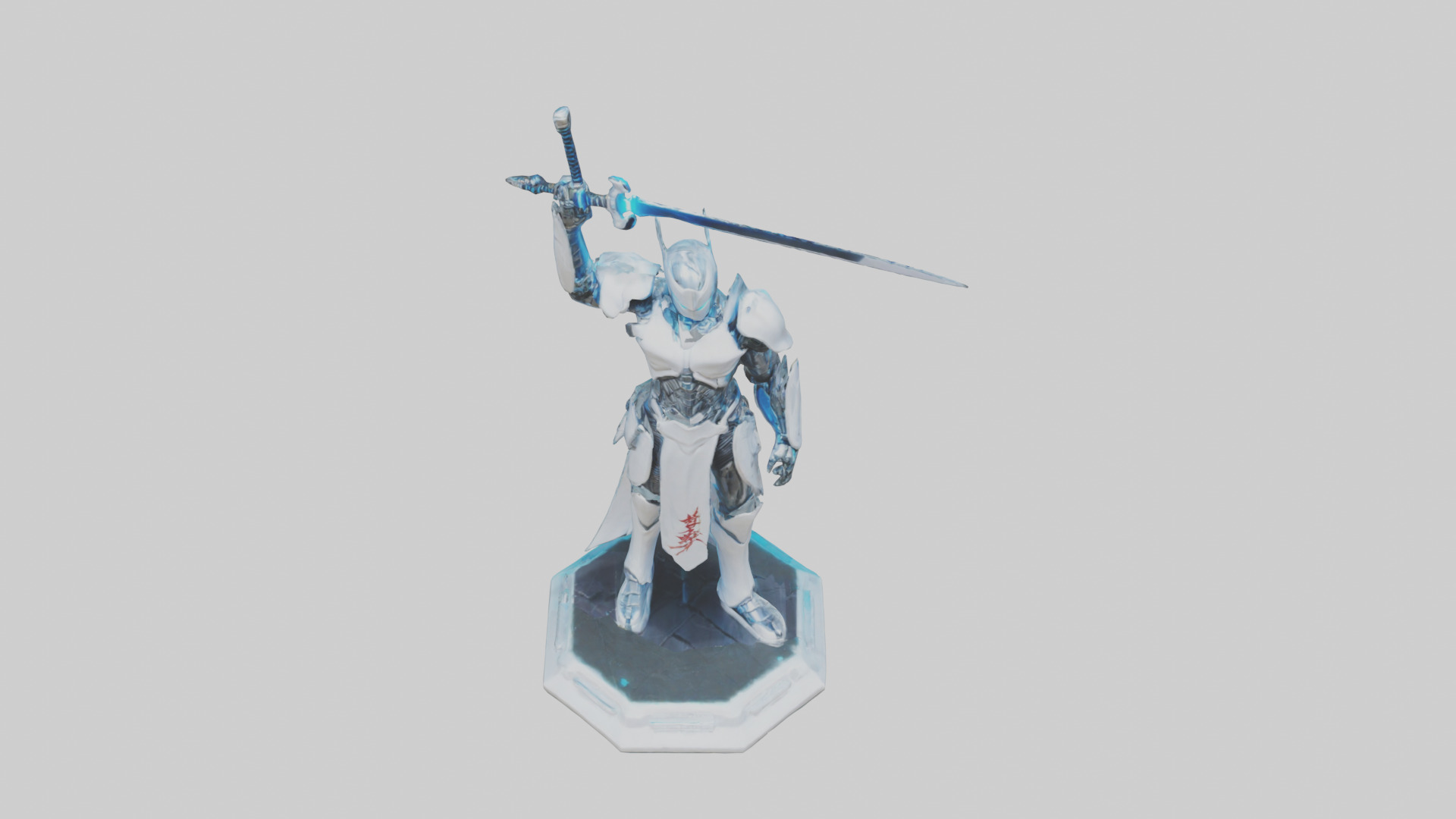 Cyber Swordsman statue model Low-poly 3D model_16