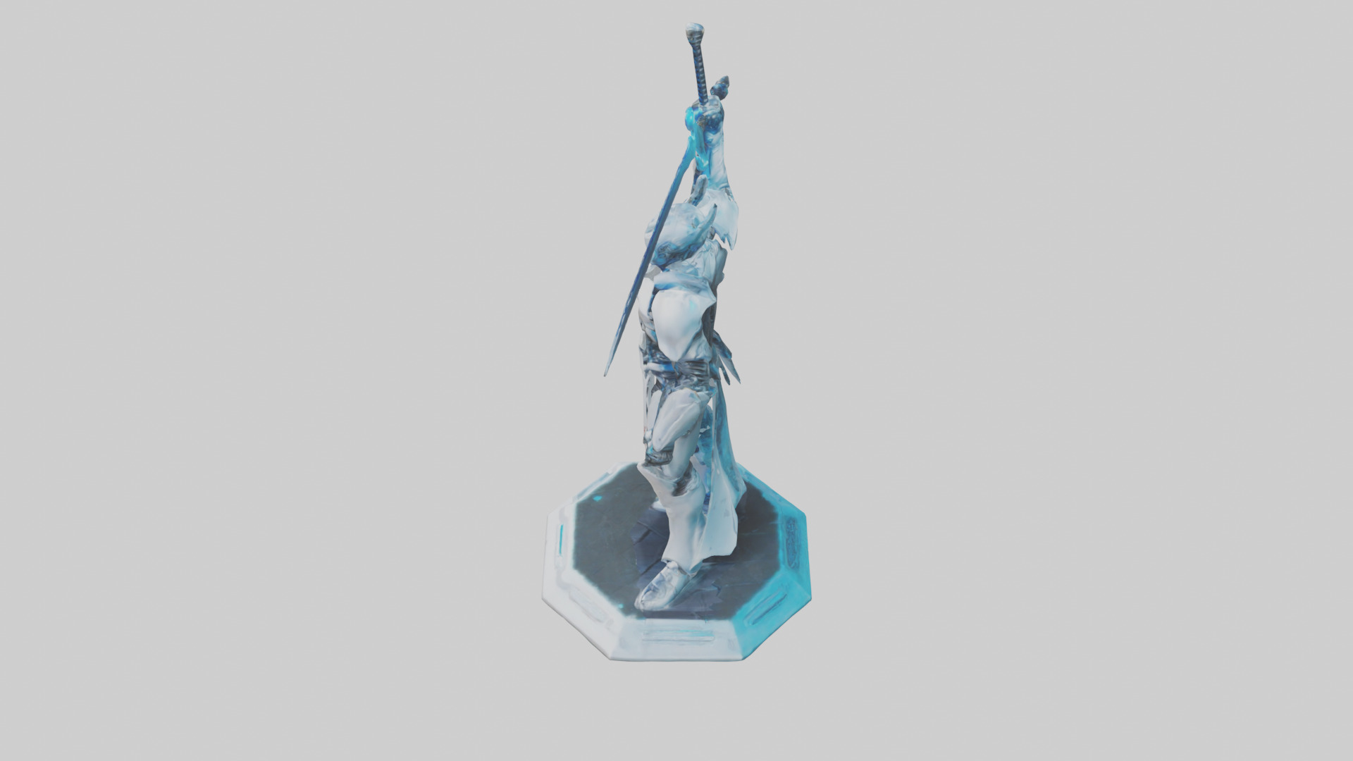 Cyber Swordsman statue model Low-poly 3D model_17