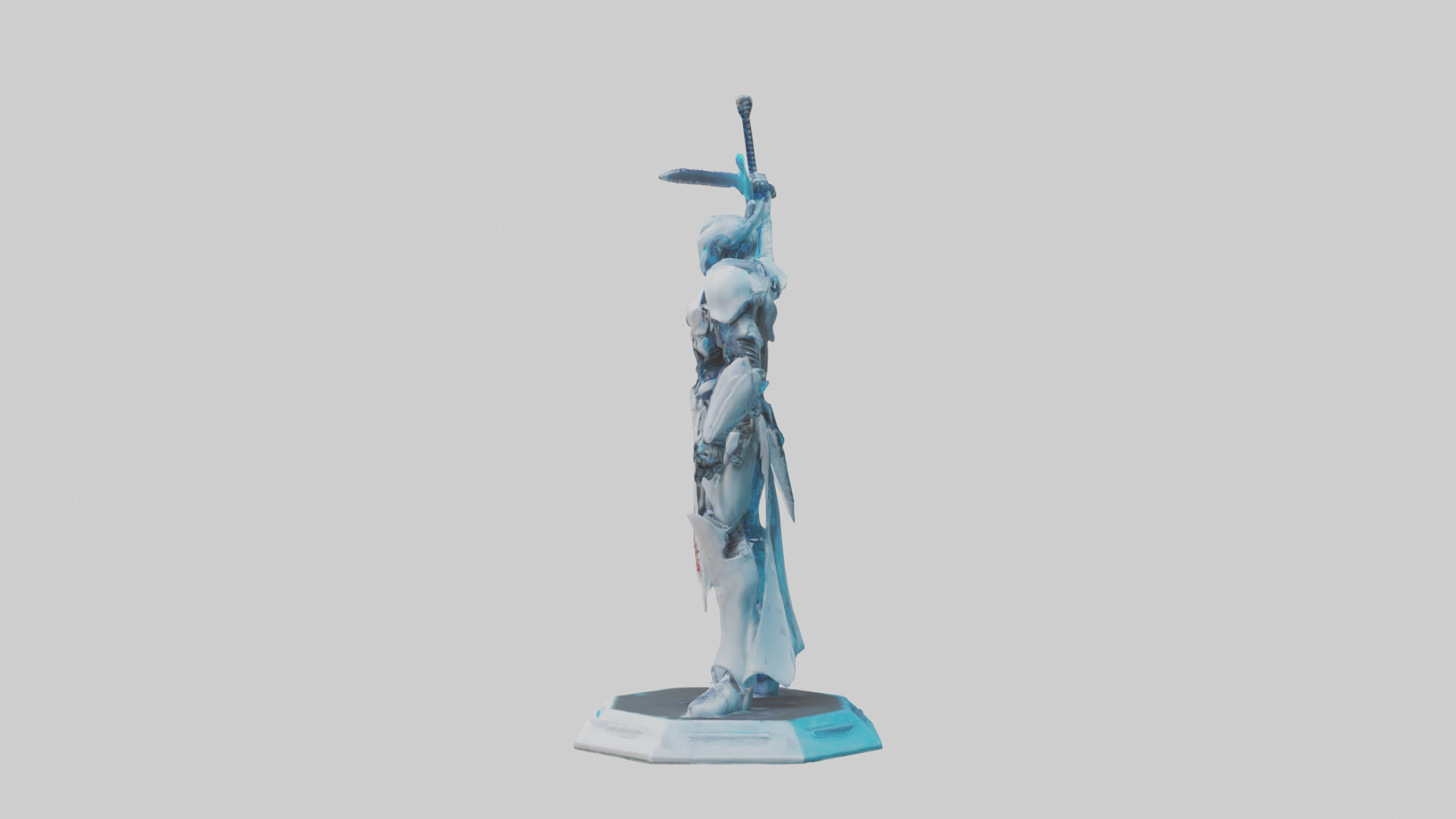 Cyber Swordsman statue model Low-poly 3D model_12