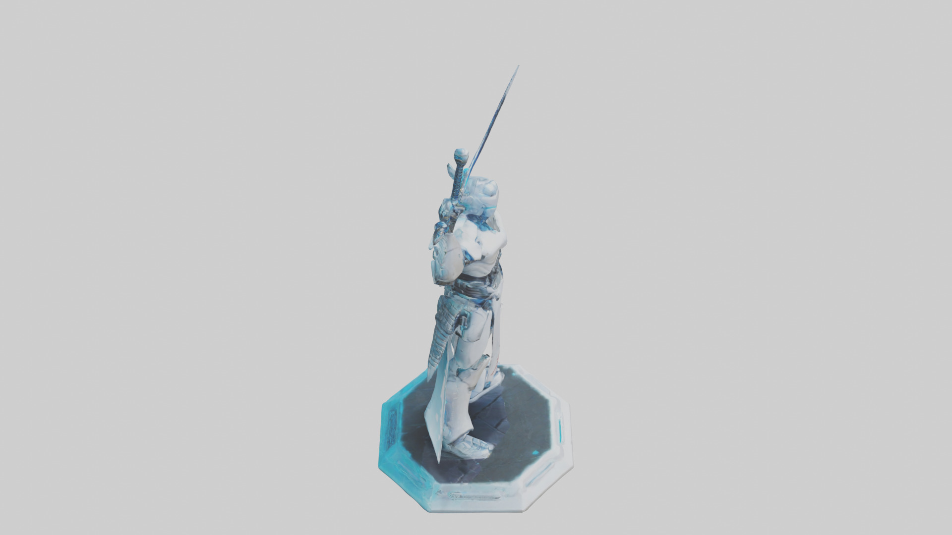Cyber Swordsman statue model Low-poly 3D model_18