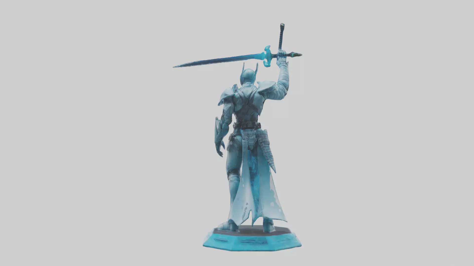 Cyber Swordsman statue model Low-poly 3D model_0