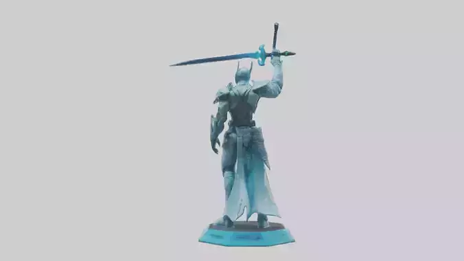 Cyber Swordsman statue model Low-poly 3D model