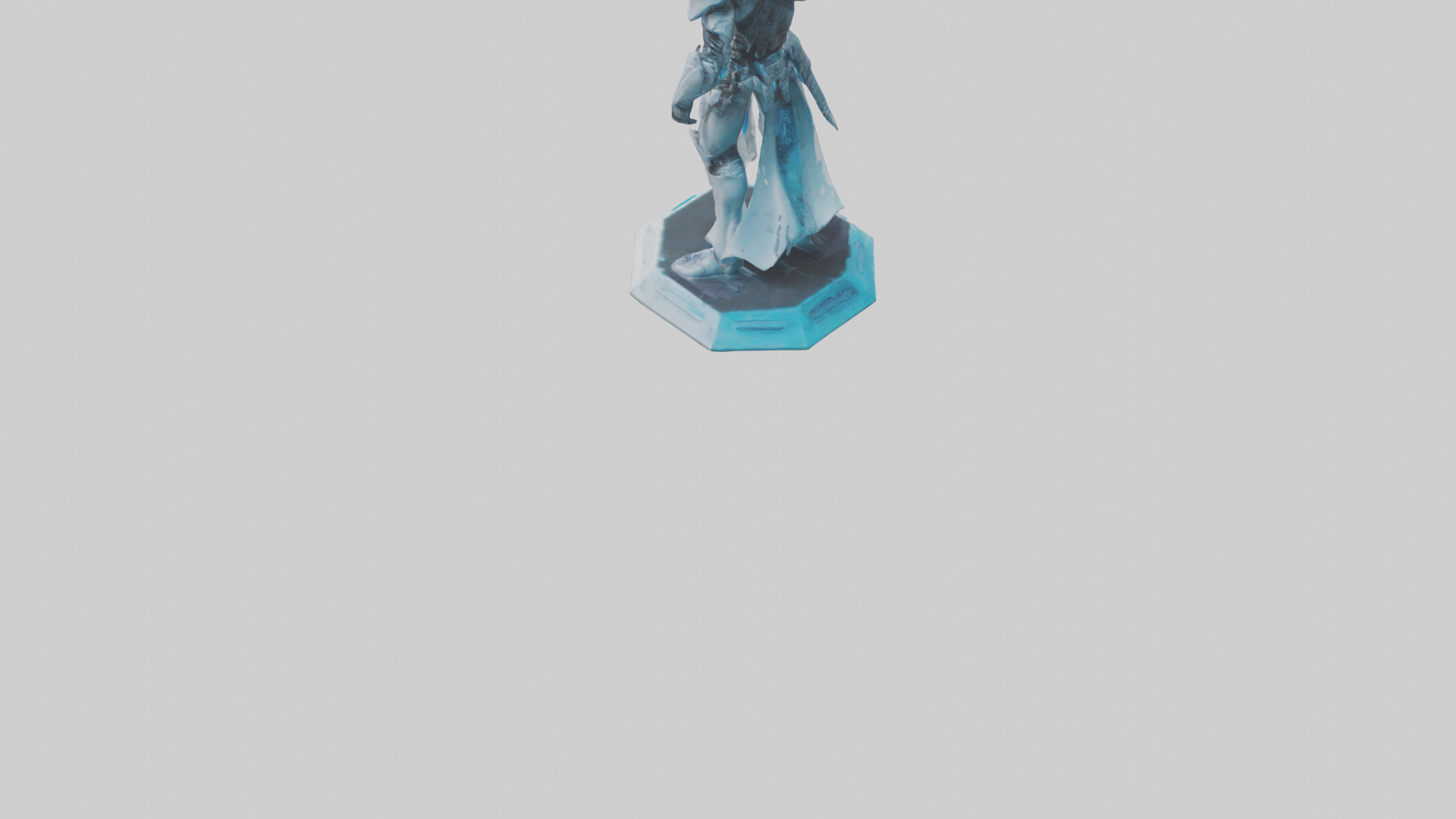 Cyber Swordsman statue model Low-poly 3D model_3