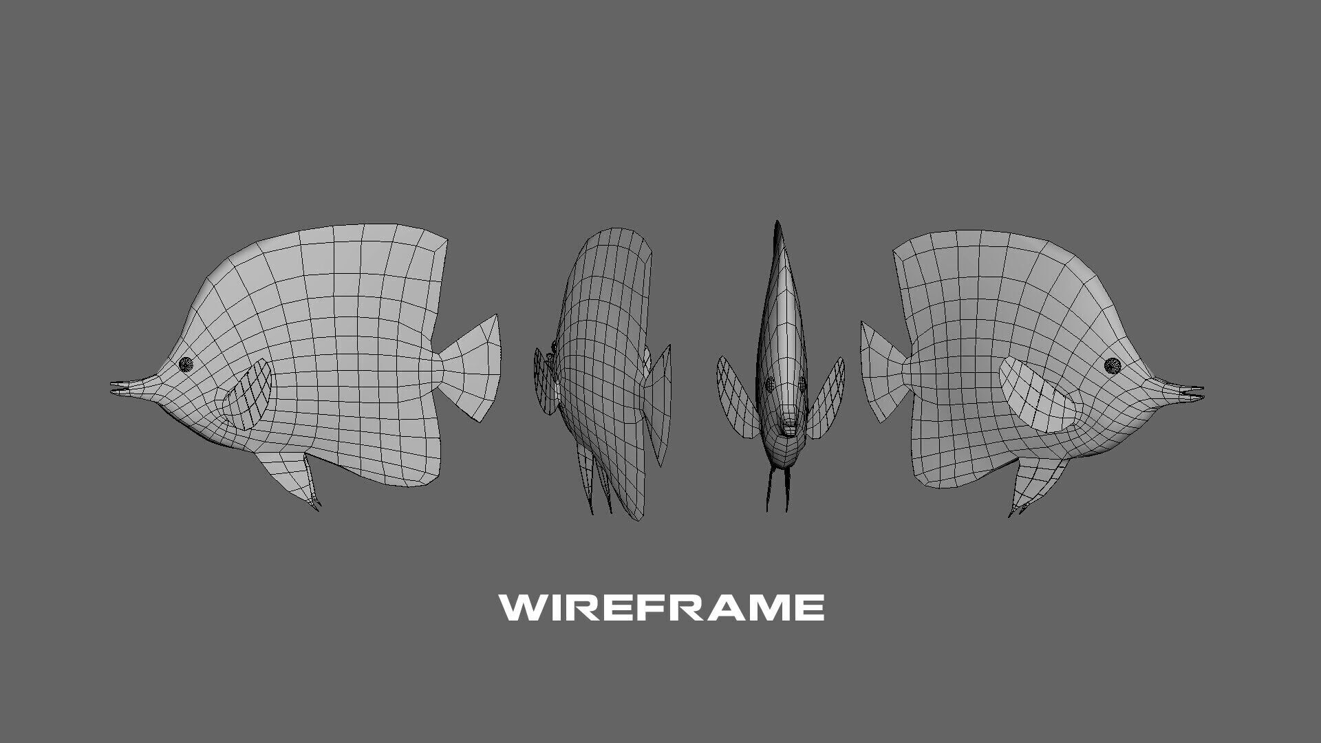 Low-Poly Butterflyfish Animated Low-poly 3D model_7