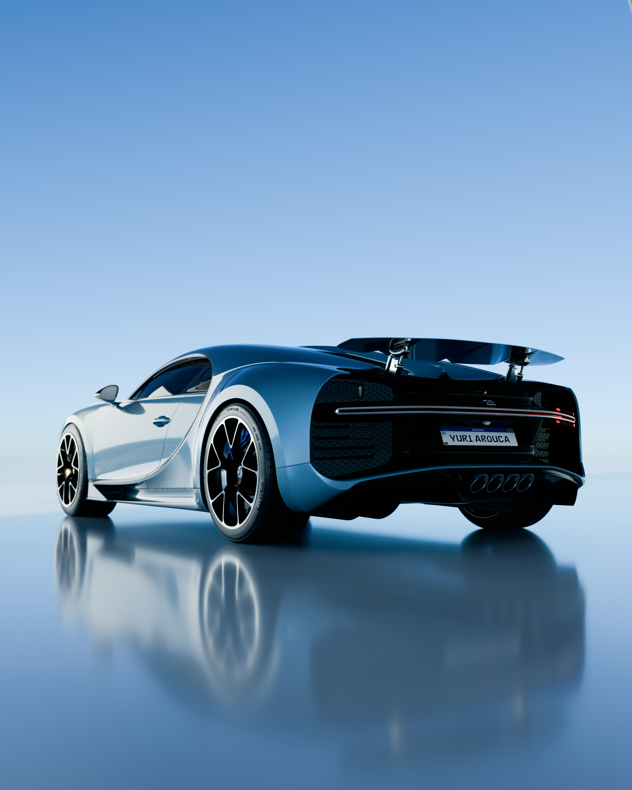 Bugatti Chiron with Scene 3D model_1