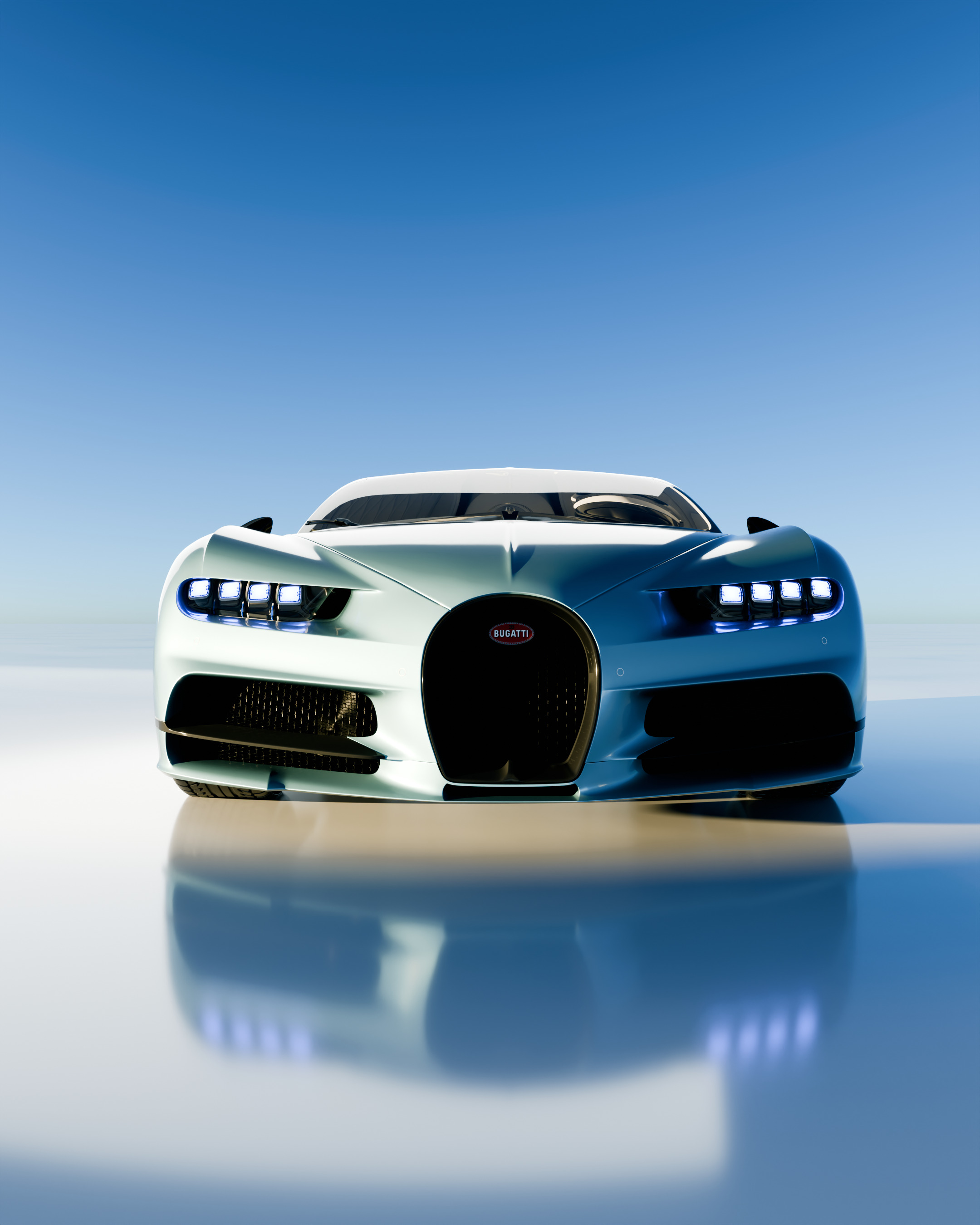 Bugatti Chiron with Scene 3D model_2