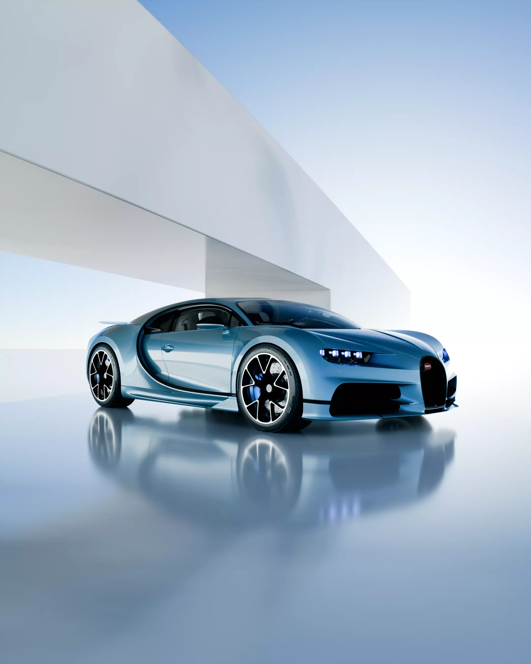 Bugatti Chiron with Scene 3D model_0