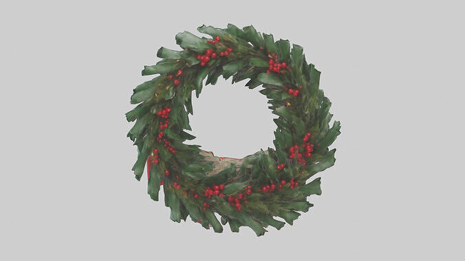 Christmas Wreath model Low-poly 3D model 7