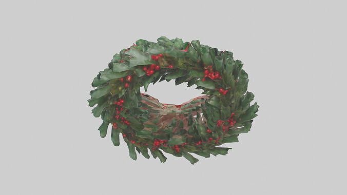 Christmas Wreath model Low-poly 3D model 3