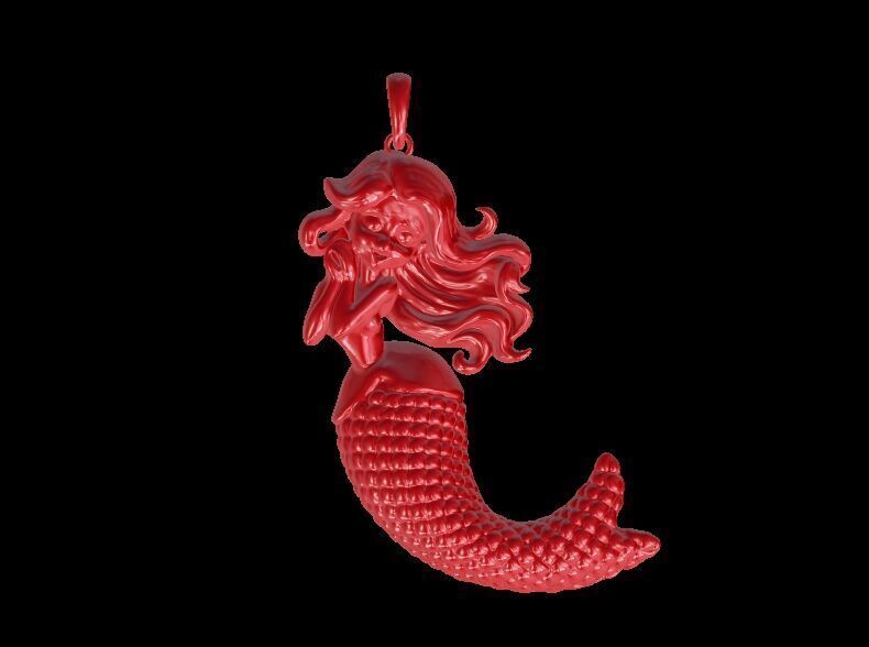Mermaid Back Hallow Pendant 3D print model_7