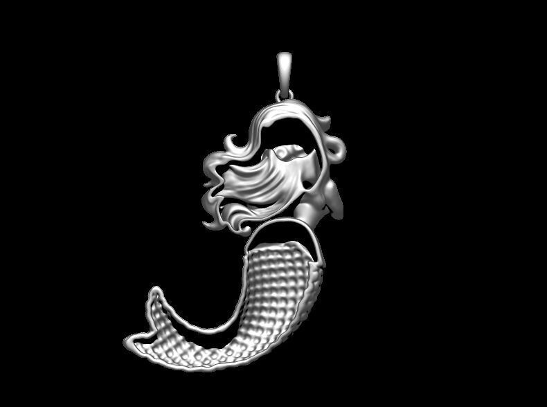 Mermaid Back Hallow Pendant 3D print model_12