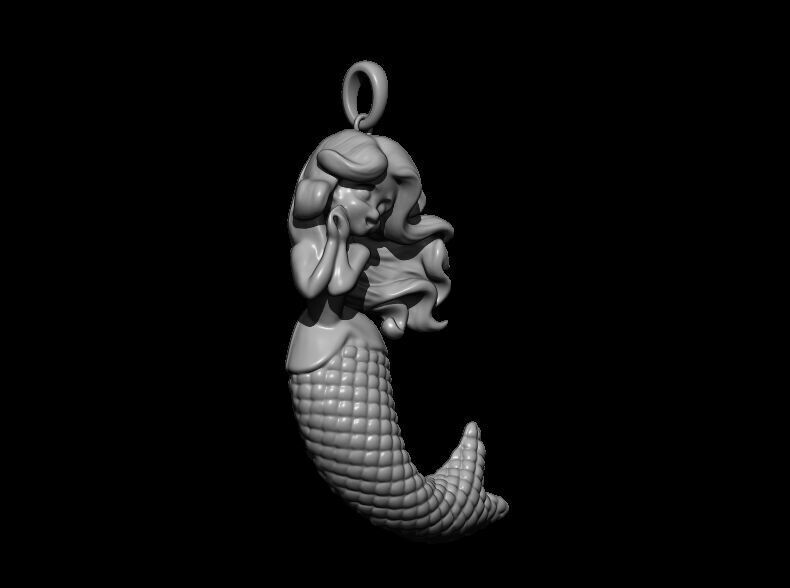Mermaid Back Hallow Pendant 3D print model_5