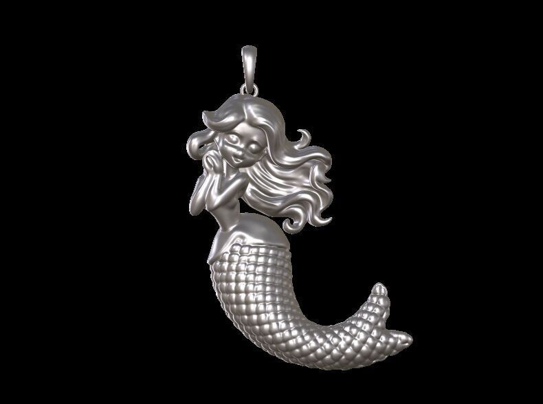 Mermaid Back Hallow Pendant 3D print model_11