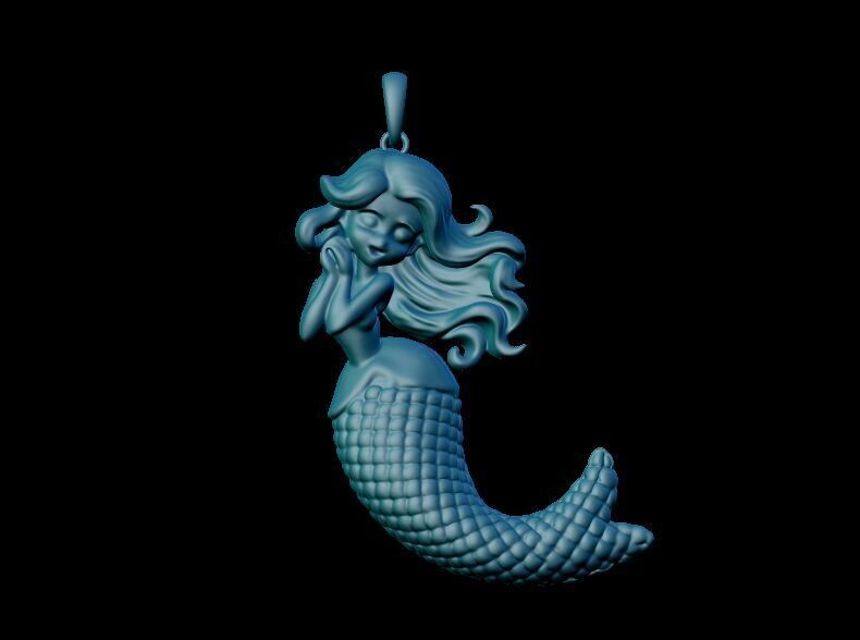 Mermaid Back Hallow Pendant 3D print model_9