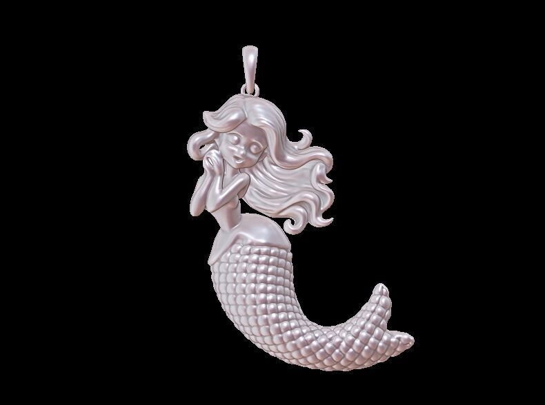 Mermaid Back Hallow Pendant 3D print model_10