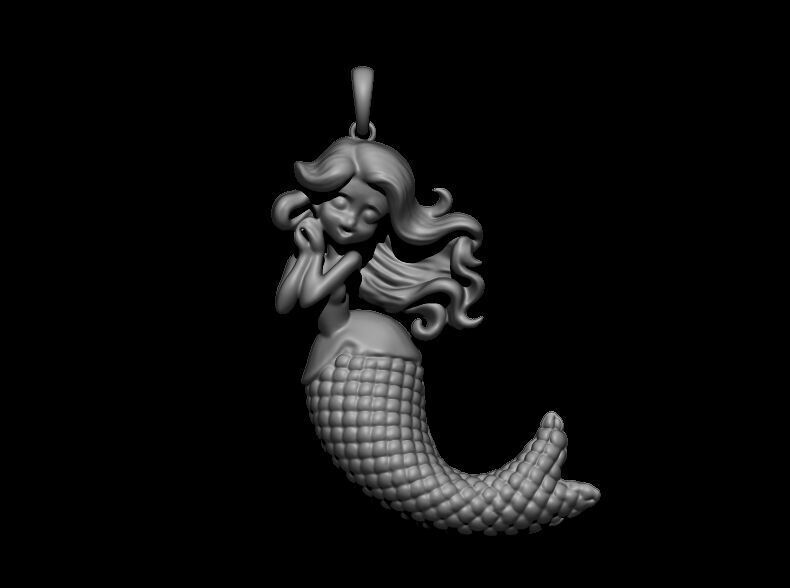 Mermaid Back Hallow Pendant 3D print model_1
