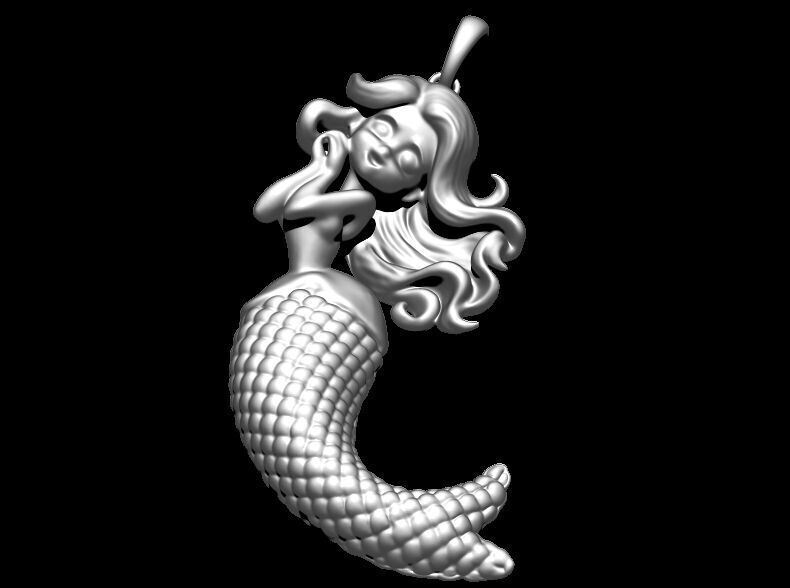 Mermaid Back Hallow Pendant 3D print model_2