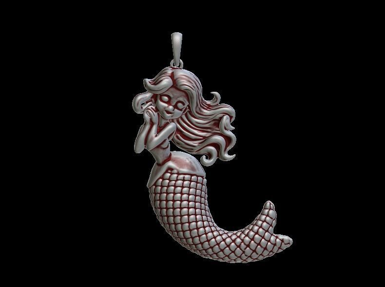 Mermaid Back Hallow Pendant 3D print model_8