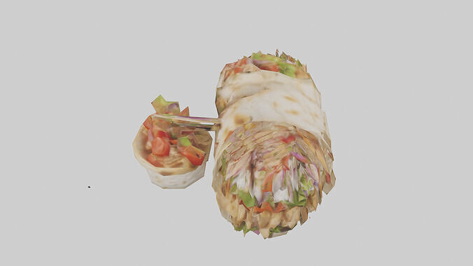 Chicken gyro model Low-poly 3D model 4