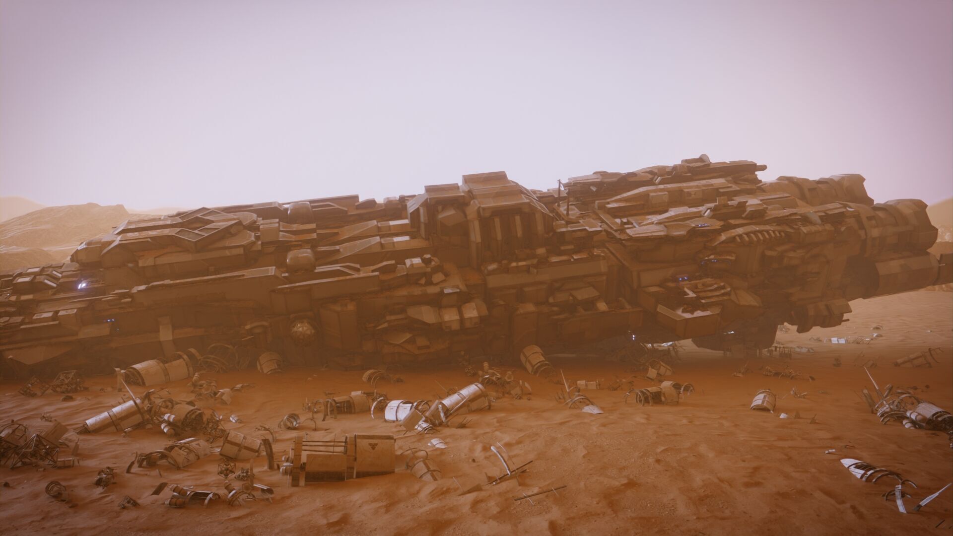 Abandoned Spaceship on Desert Low-poly 3D model_2