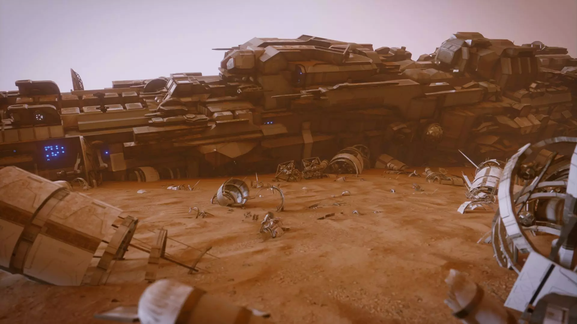 Abandoned Spaceship on Desert Low-poly 3D model_0