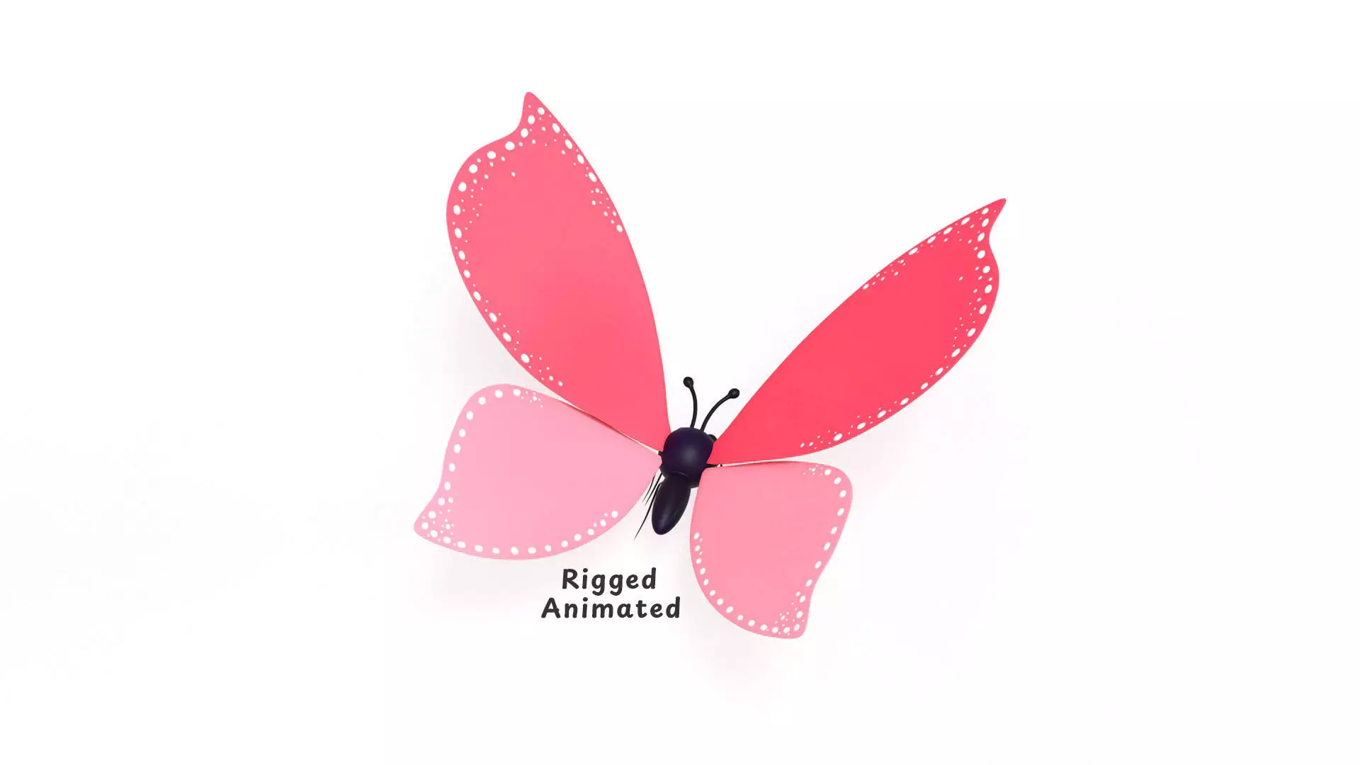 Butterfly Wing Flapping 02 Animated for Game Low-poly 3D model